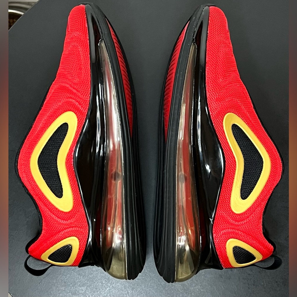 Nike Red and Gold Air Max 720 Sneakers Shoes Sporty Activewear Athletic Gym Run - Picture 13 of 15